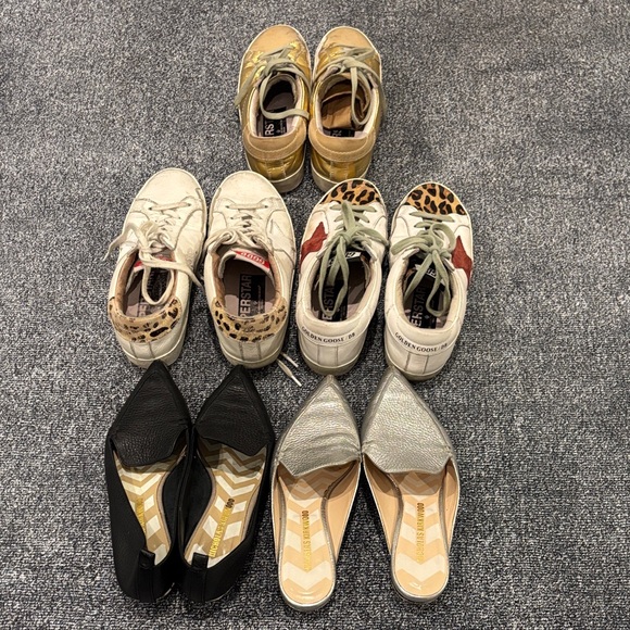 Golden Goose Sneakers in White, Gold, and Black - Picture 1 of 7